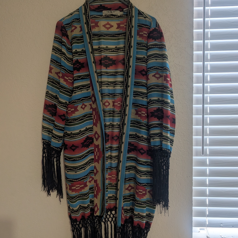 Bohemian Multicolor Women's Cardigan with Fringe